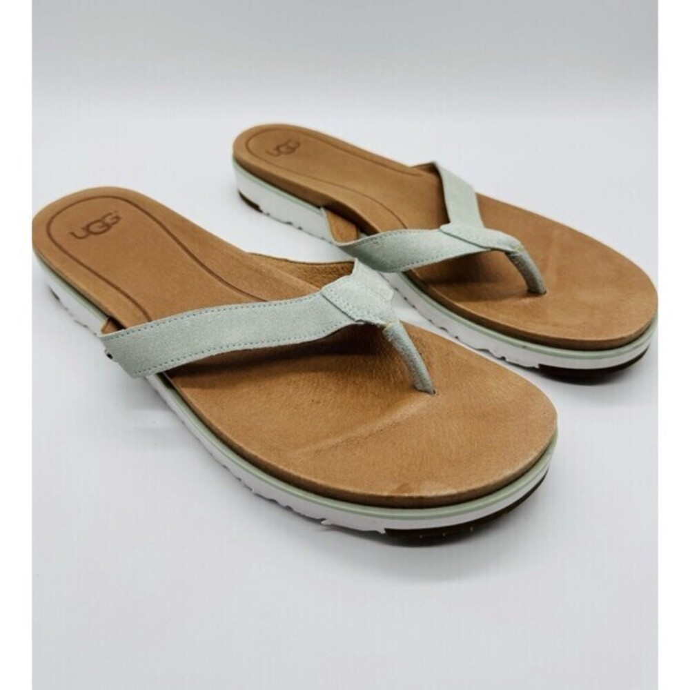 UGG Women Size 11 Lorrie Suede Thong flip Flop Sandals Green